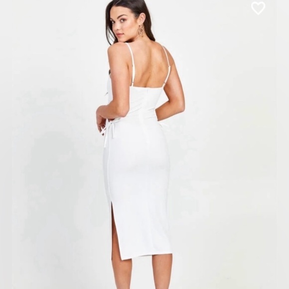NWT, Altar'd State Dara Fitted Midi Dress with Side Cut Outs in White, Size XS - Picture 2 of 10